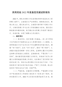 某局党组20XX年度基层党建述职报告
