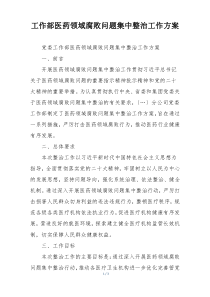 工作部医药领域腐败问题集中整治工作方案