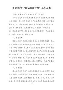 市2025年“民法典宣传月”工作方案