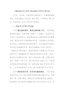 乡镇2024年上半年工作总结和下半年工作计划