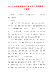在市政协第某届委员会第X次会议开幕式上的讲话