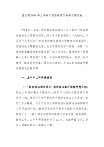 党支部2024年上半年工作总结及下半年工作计划