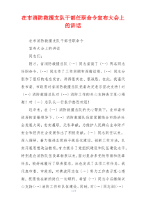 在市消防救援支队干部任职命令宣布大会上的讲话