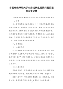 市医疗保障局关于市委巡察组反馈问题的整改方案详情
