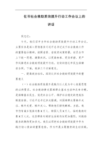 在市社会救助质效提升行动工作会议上的讲话