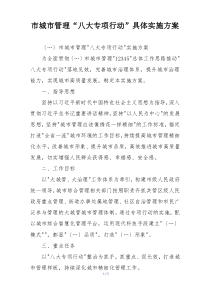 市城市管理“八大专项行动”具体实施方案