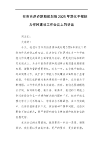 在市自然资源和规划局2025年深化干部能力作风建设工作会议上的讲话