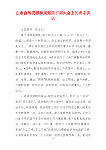 在市自然资源和规划局干部大会上的表态讲话