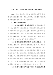 某村社区20XX年度抓基层党建工作述职报告