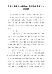 市委政策研究室改革办、财经办巡察整改工作方案