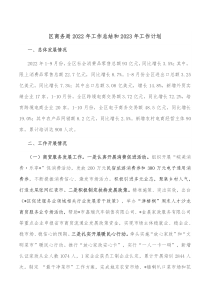 区商务局2022年工作总结和2023年工作计划