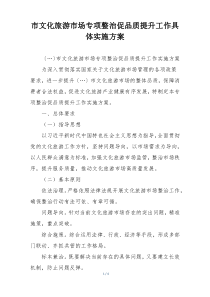 市文化旅游市场专项整治促品质提升工作具体实施方案