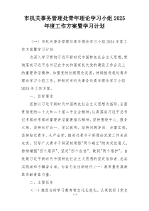 市机关事务管理处青年理论学习小组2025年度工作方案暨学习计划