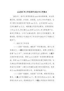 xxx20XX年工作总结和2024年工作重点