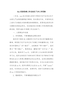 Xxx党委党建工作总结及下步工作思路