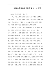 在政协市委员会会议开幕会上的讲话