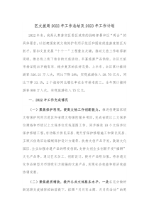 区文旅局2022年工作总结及2023年工作计划