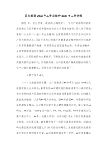 区文旅局2022年工作总结和2023年工作计划