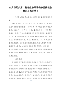 市贯彻落实第二轮省生态环境保护督察报告整改方案详情1