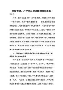 专题党课：严守作风建设精神铸牢根基