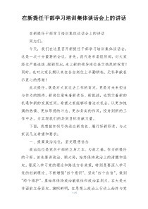 在新提任干部学习培训集体谈话会上的讲话