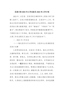 区统计局2023年工作总结及2024年工作计划