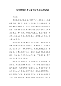 在村党组织书记培训动员会上的讲话