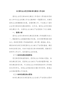 XX国有企业党支部标准化建设工作总结