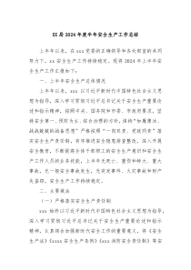 XX局2024年度半年安全生产工作总结