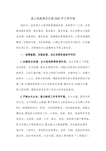 县人民政府办公室2023年工作计划