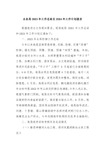 水务局20XX年工作总结及2024年工作计划报告