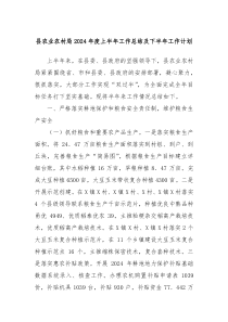 县农业农村局2024年度上半年工作总结及下半年工作计划