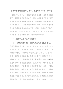 县城市管理局2024年上半年工作总结和下半年工作计划