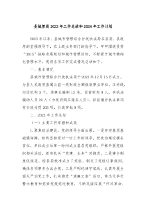 县城管局2023年工作总结和2024年工作计划