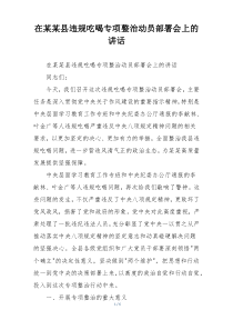 在某某县违规吃喝专项整治动员部署会上的讲话
