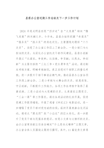 县委办公室近期工作总结及下一步工作计划