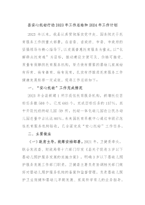 县安心托幼行动2023年工作总结和2024年工作计划