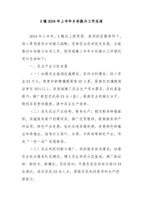 X镇2024年上半年乡村振兴工作总结