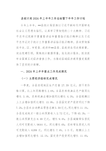 县统计局2024年上半年工作总结暨下半年工作计划