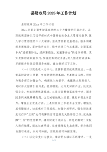 县财政局2025年工作计划