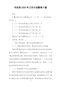 司法局2025年工作计划整理5篇