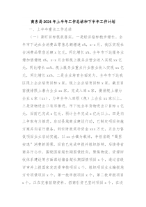 商务局2024年上半年工作总结和下半年工作计划