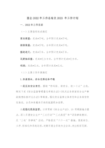 国企2022年工作总结及2023年工作计划