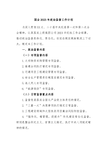 国企2023年政治监督工作计划