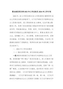 国企基层党支部2023年工作总结及2024年工作计划2