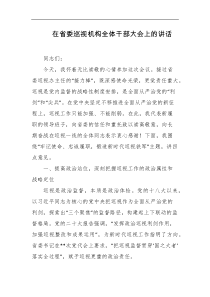 在省委巡视机构全体干部大会上的讲话