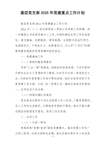 基层党支部2025年党建重点工作计划