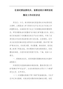 在省纪委监委机关省委巡视办调研巡视整改工作时的讲话