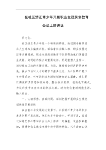 在社区矫正青少年开展职业生涯规划教育会议上的讲话