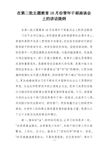 在第二批主题教育10月份青年干部座谈会上的讲话提纲